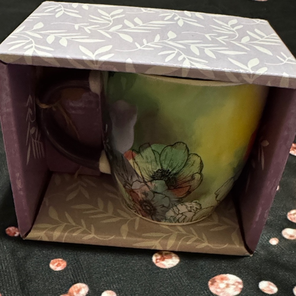 Alegria Floral Mug with Green and Yellow Accents